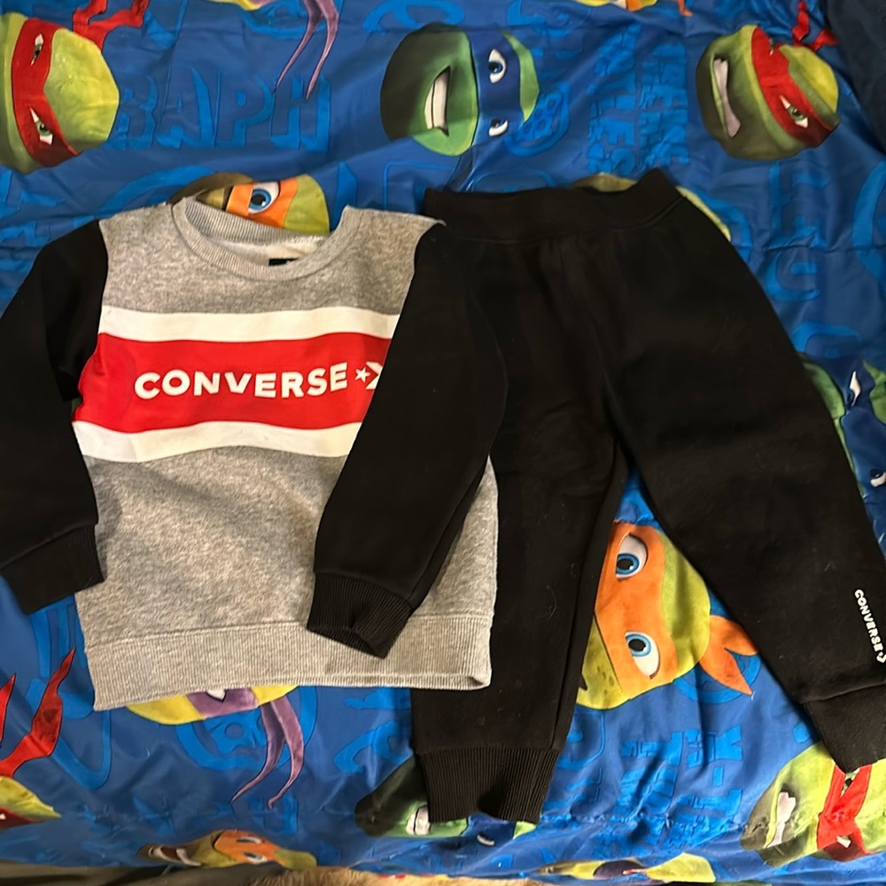 Converse size 24 months, two piece sweatsuit outfit